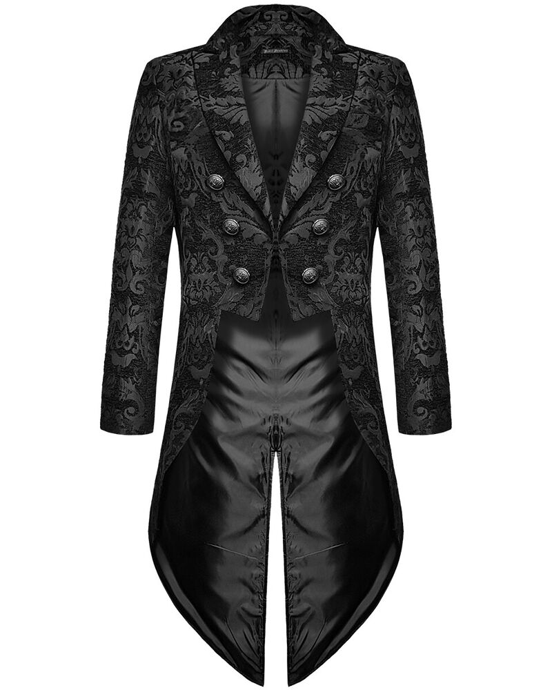 Gentleman Gothic Jacket with Brocade Design - Victor-Black-S-The Livary