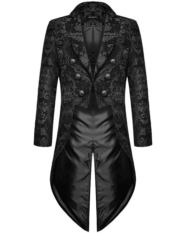 Gentleman Gothic Jacket with Brocade Design - Victor-Black-S-The Livary