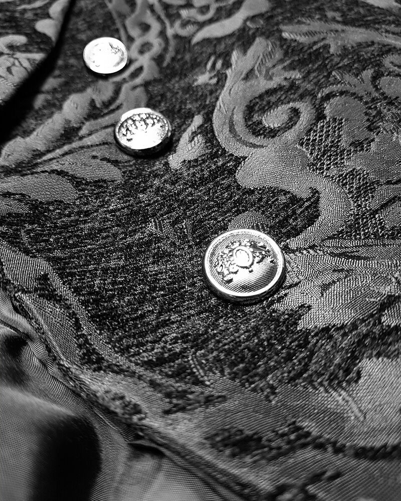 Gentleman Gothic Jacket with Brocade Design - Victor-Black-S-The Livary