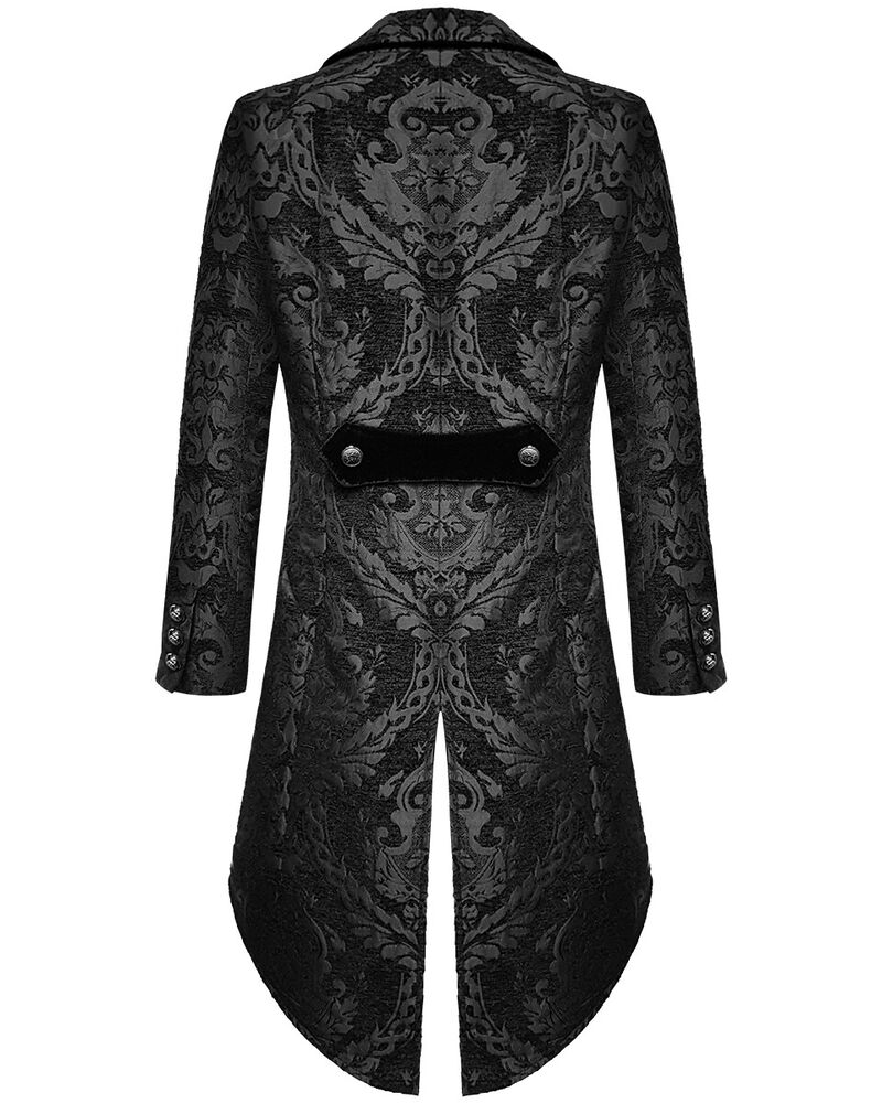 Gentleman Gothic Jacket with Brocade Design - Victor-Black-S-The Livary