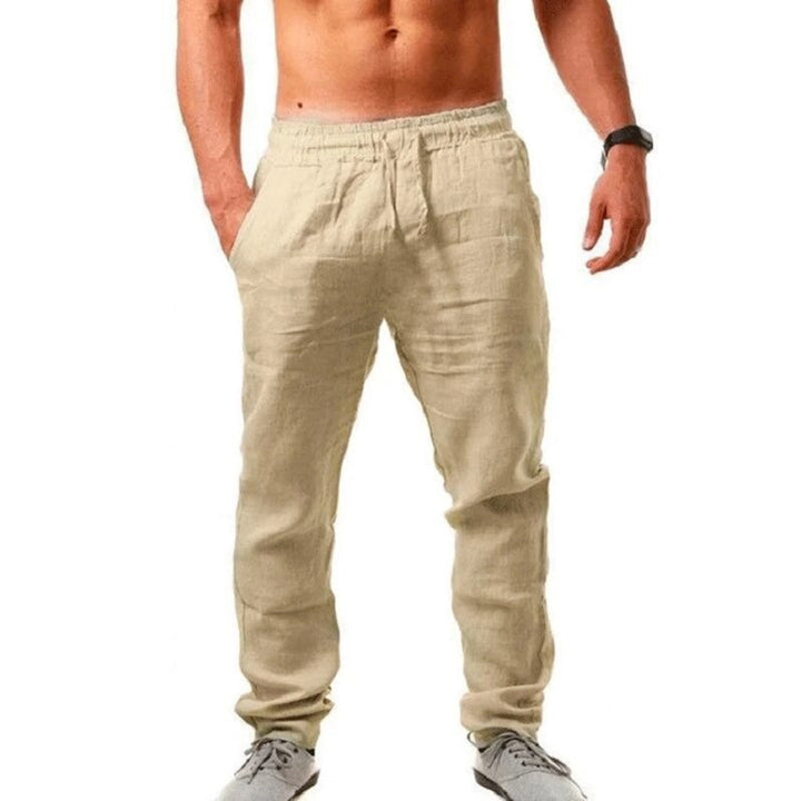 Airy Linen Trousers for Men - Noah-Beige-S-The Livary