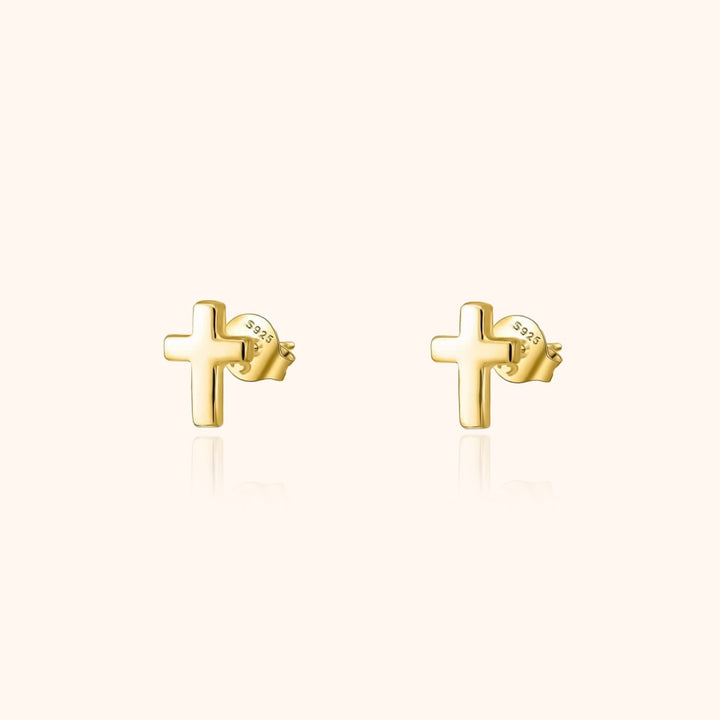 Subtle Cross Earrings - Lena-Gold-The Livary