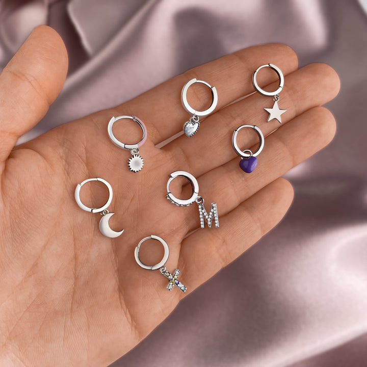 Crystal Heart Earrings - Celina-Silver-The Livary