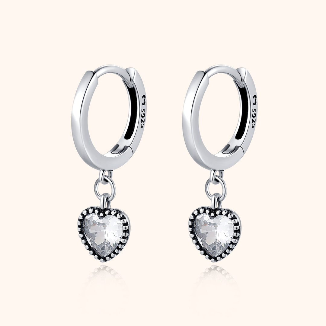 Crystal Heart Earrings - Celina-Silver-The Livary