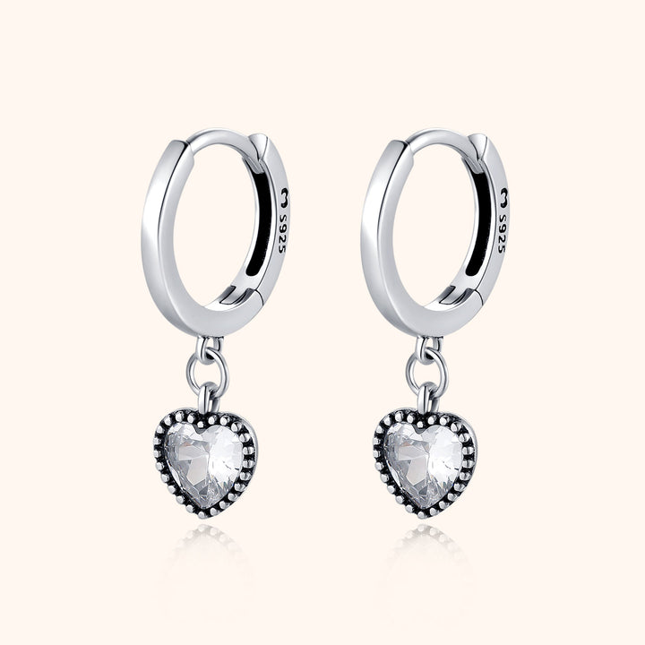 Crystal Heart Earrings - Celina-Silver-The Livary