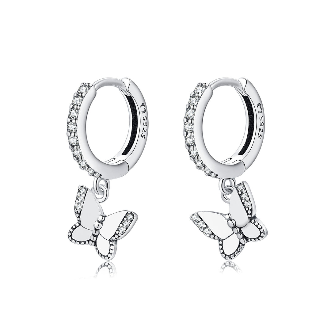 Shining Butterfly Earrings - Lyrielle-Silver-The Livary