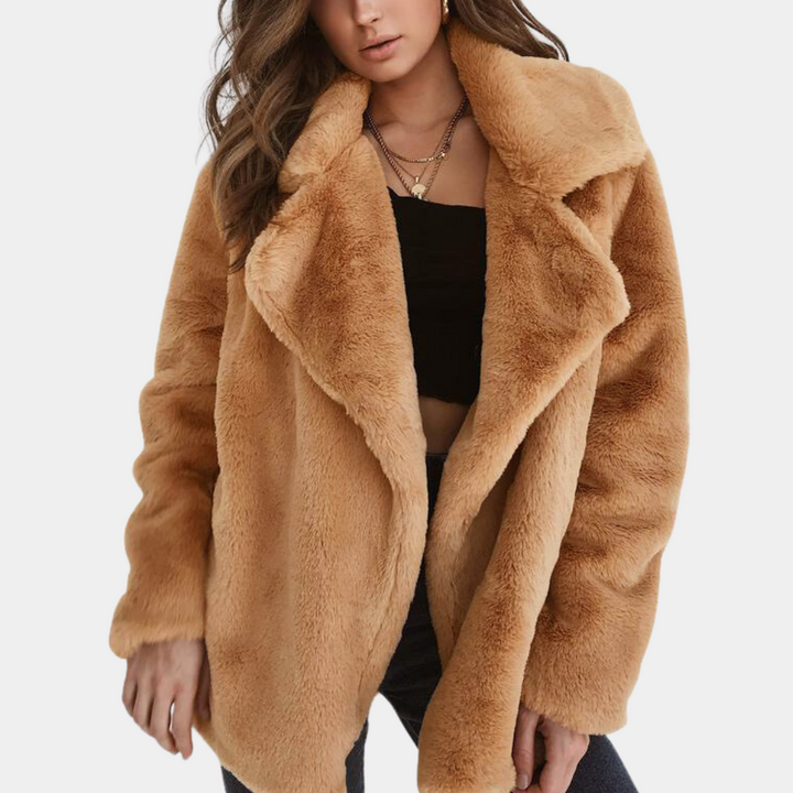 Ellle - Warm Teddy Winter Coat for Women-Brown-XS-The Livary