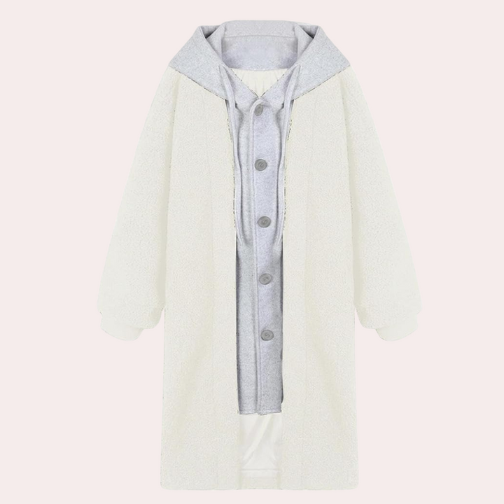 Casual Long Women's Jacket with Hood - Isla-White-XS-The Livary