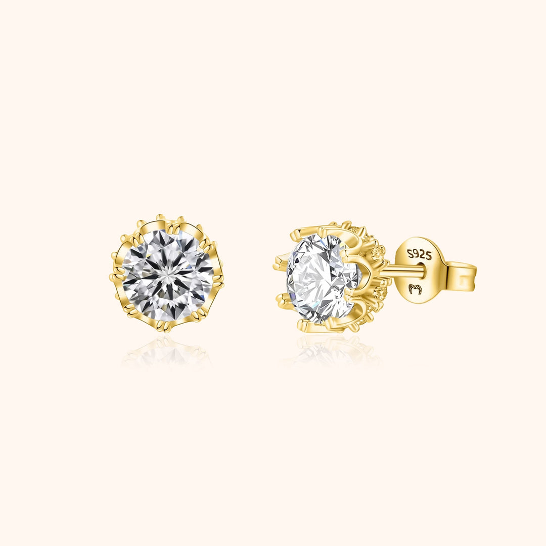 Stylish Crown Earrings - Elina-Gold-The Livary