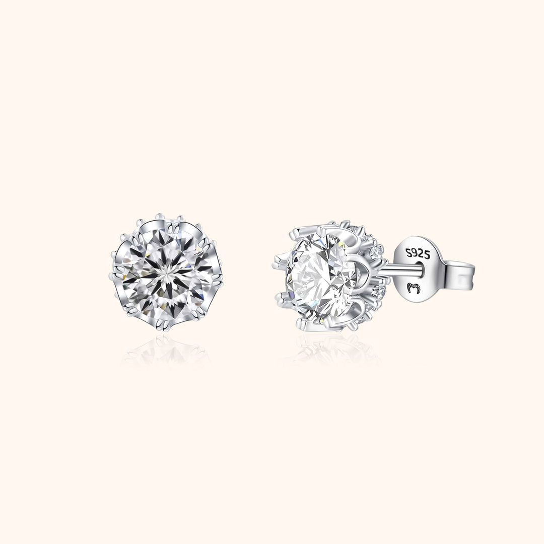 Stylish Crown Earrings - Elina-Silver-The Livary