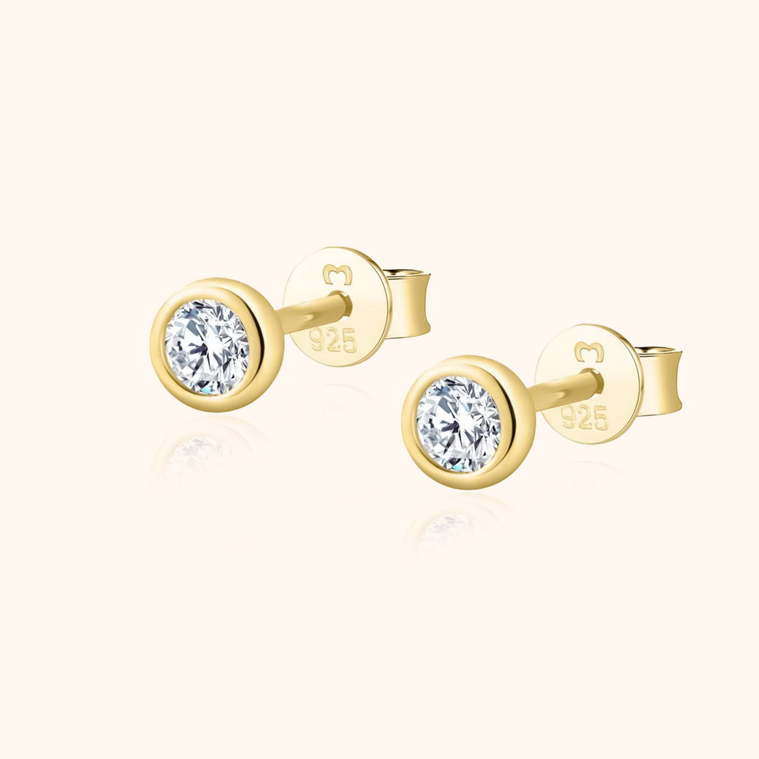 Compact Circle Earrings - Amira-Gold-White-The Livary
