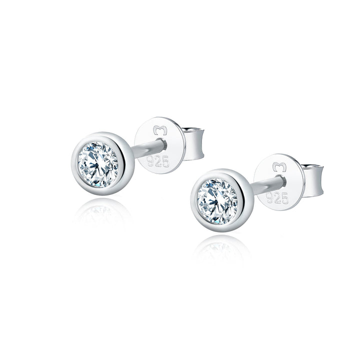Compact Circle Earrings - Amira-Silver-White-The Livary