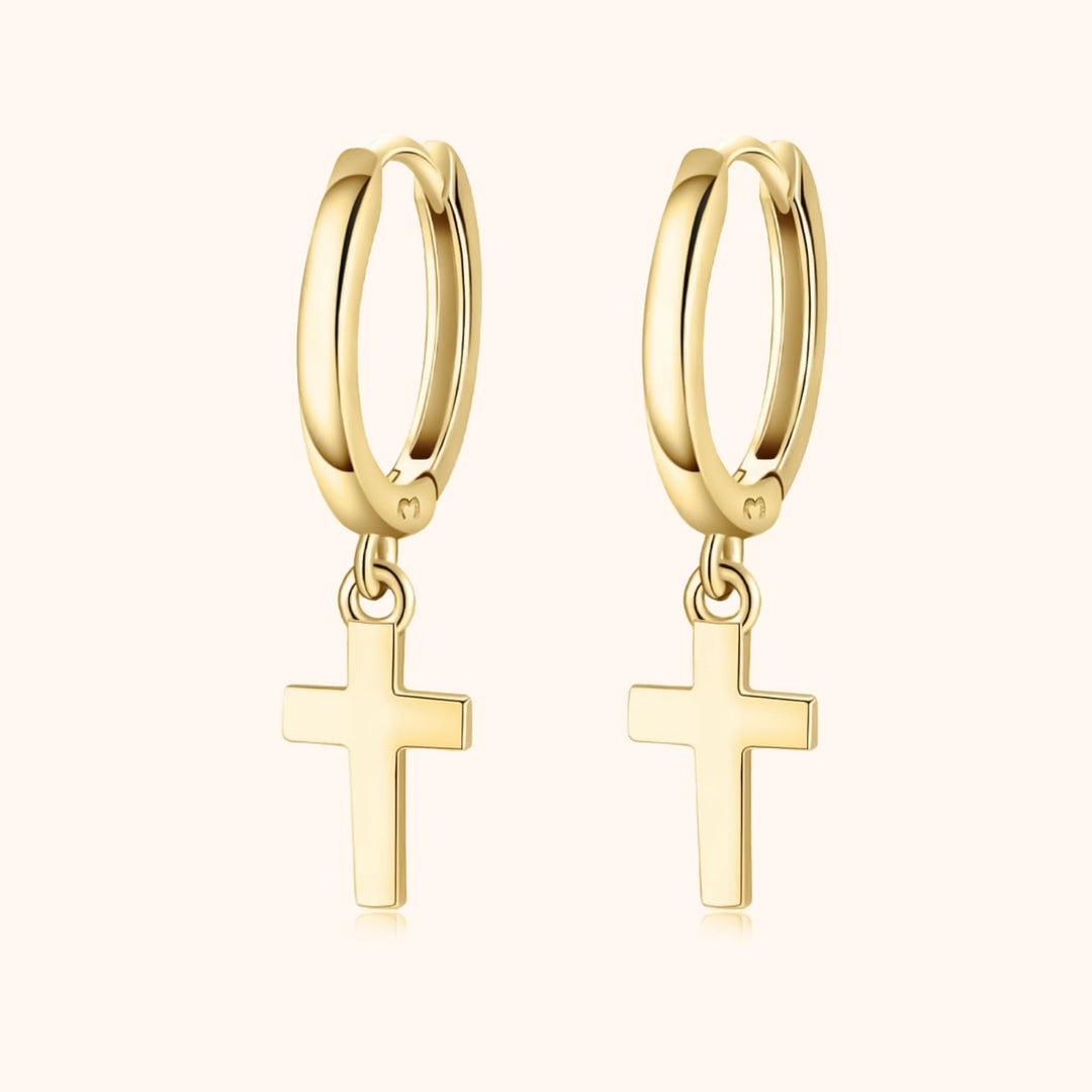 Earrings with Cross Pendant - Aurelia-Gold-The Livary