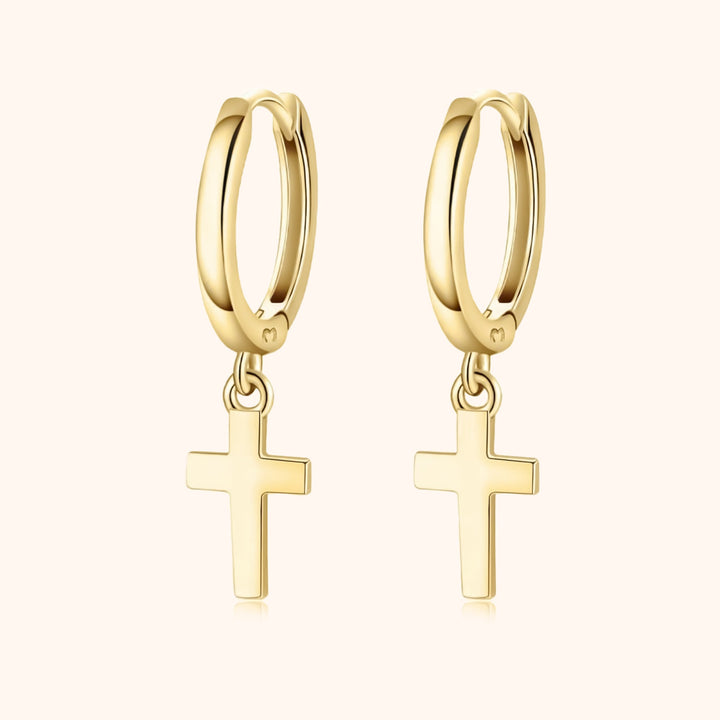 Earrings with Cross Pendant - Aurelia-Gold-The Livary