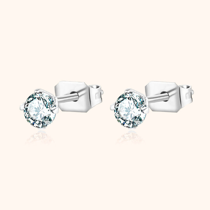 Shining Mini Earrings - Mira-Silver-0.12 in-The Livary