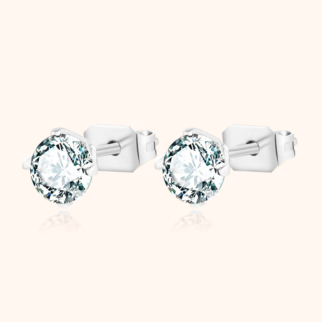 Shining Mini Earrings - Mira-Silver-0.20 in-The Livary