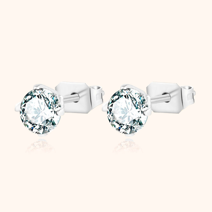 Shining Mini Earrings - Mira-Silver-0.20 in-The Livary