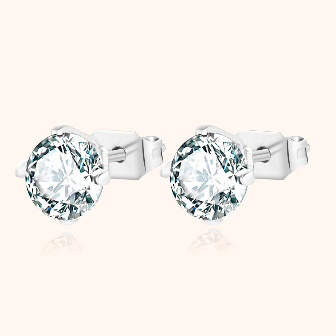 Shining Mini Earrings - Mira-Silver-0.24 in-The Livary
