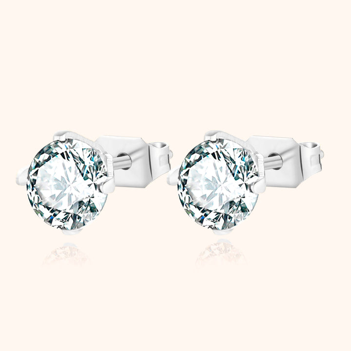 Shining Mini Earrings - Mira-Silver-0.24 in-The Livary