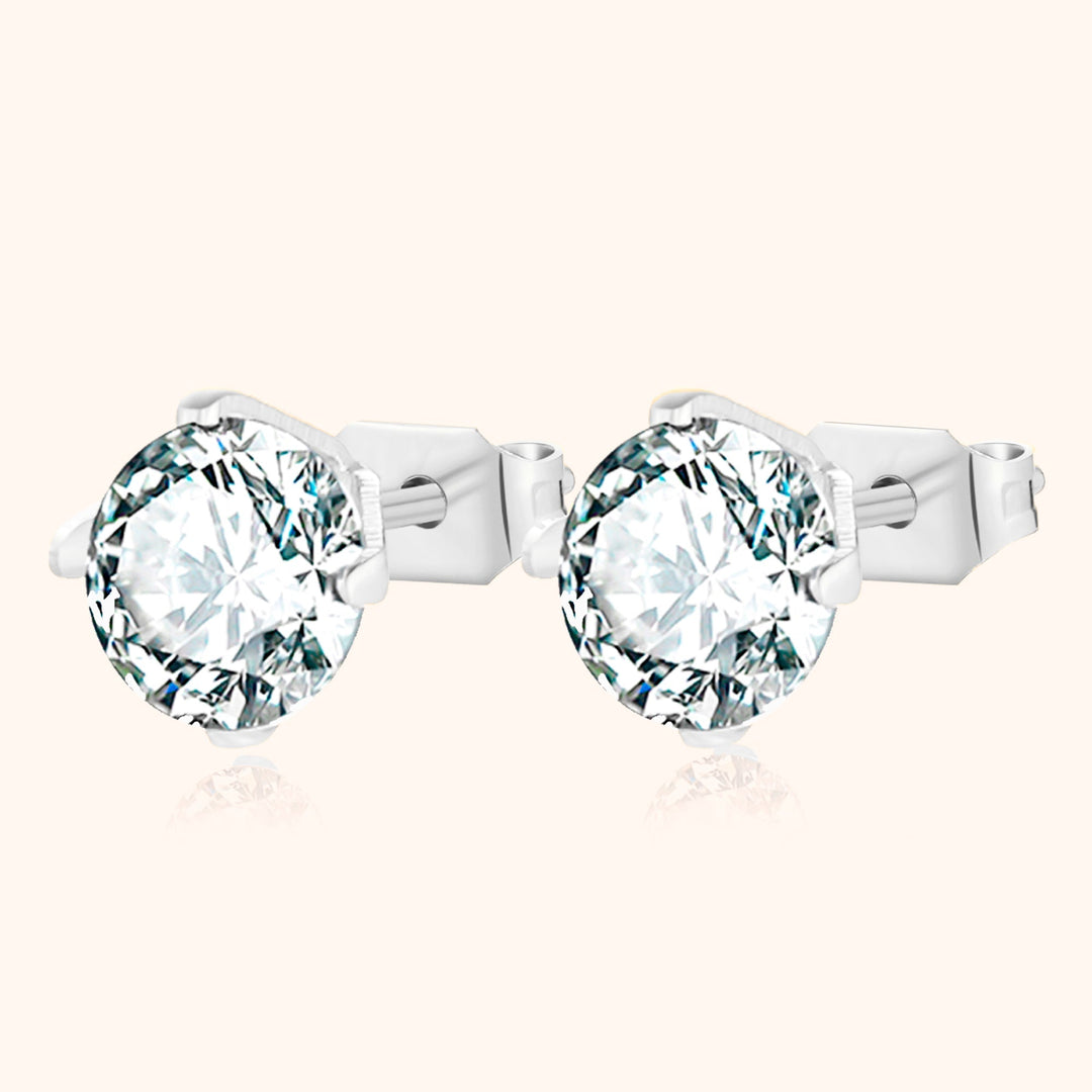 Shining Mini Earrings - Mira-Silver-0.28 in-The Livary