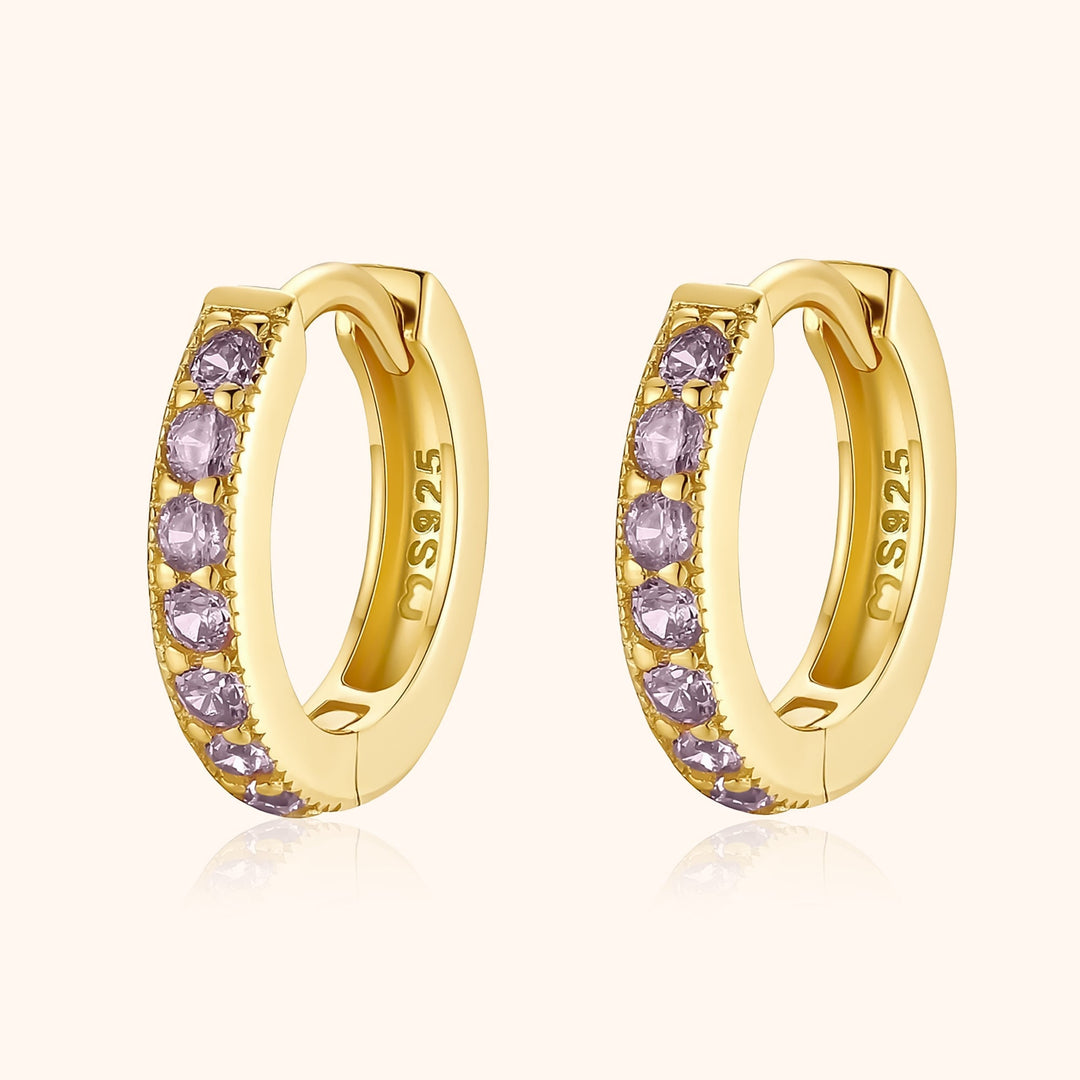 Sparkling Hoop Earrings - Amaranta-Purple-Gold-The Livary