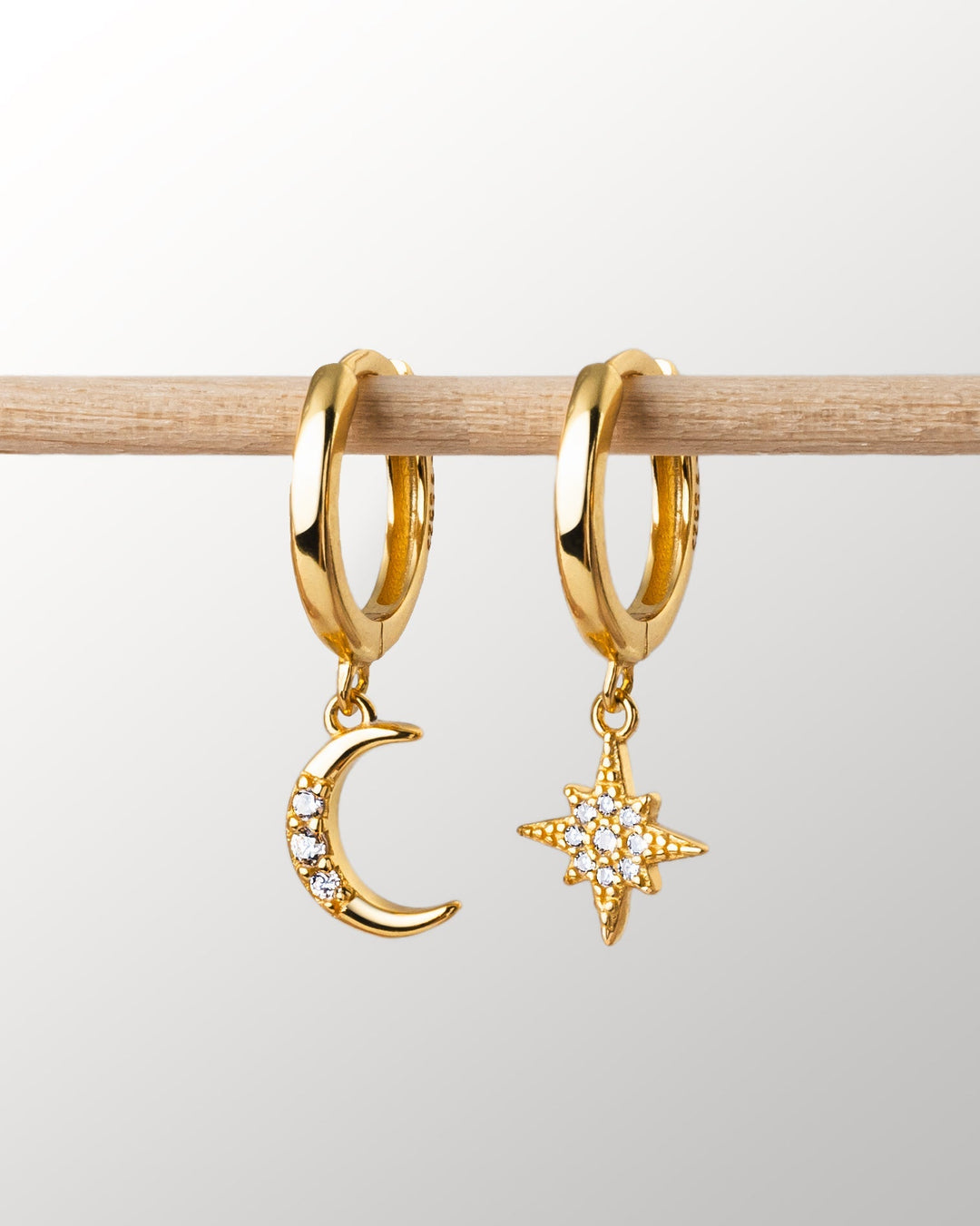 Earrings with Moon and Star - Cosmica-Gold-The Livary