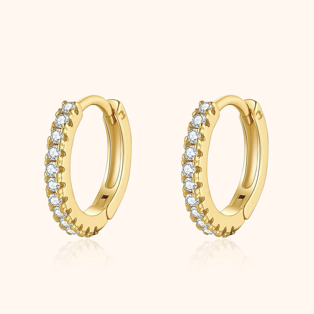 Stylish Zirconia Hoops - Aurina-Gold-The Livary