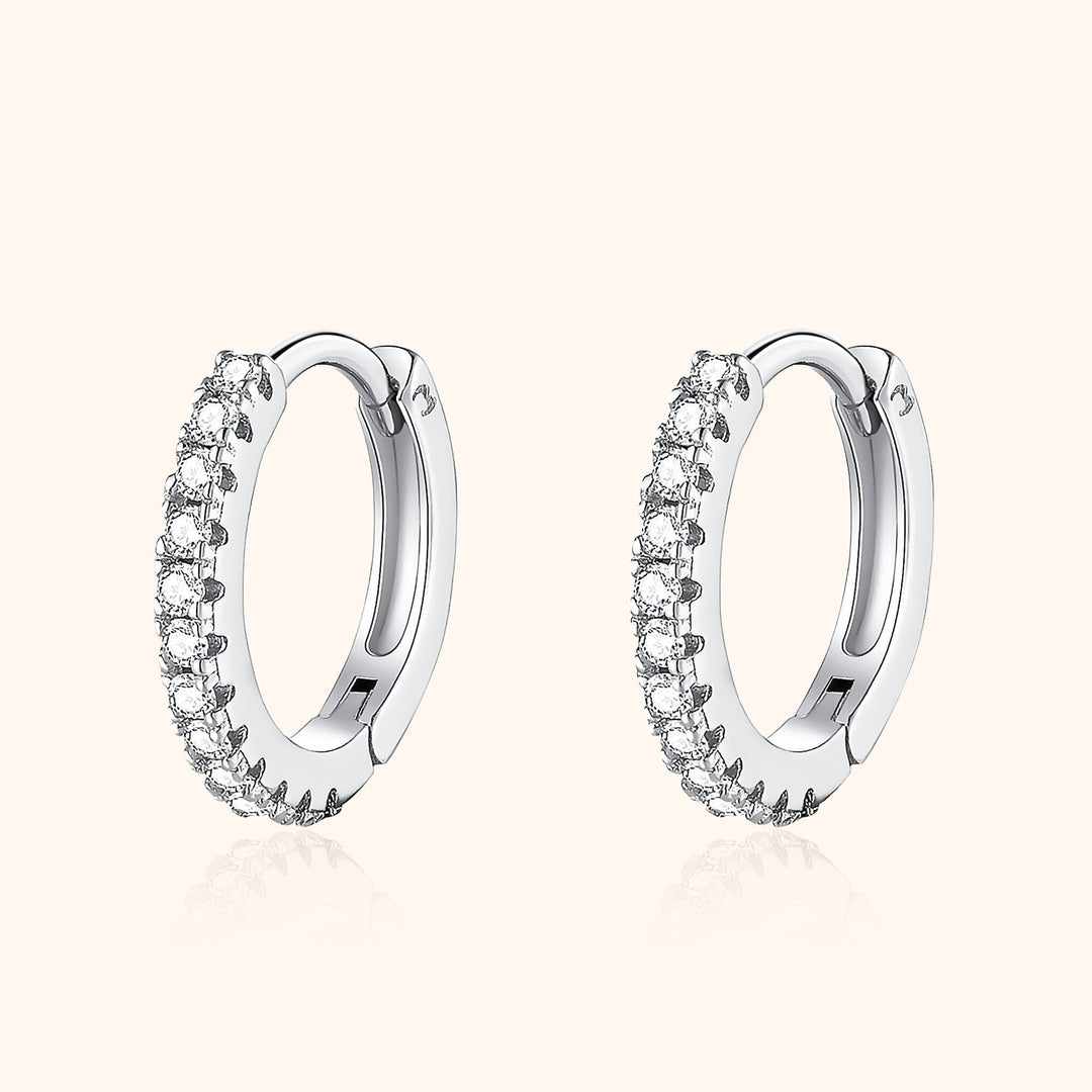 Stylish Zirconia Hoops - Aurina-Silver-The Livary
