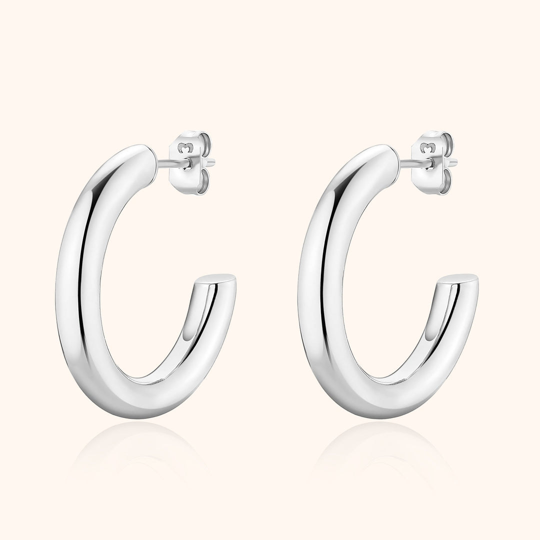 Half-Round Earrings - Elodie-Silver-The Livary