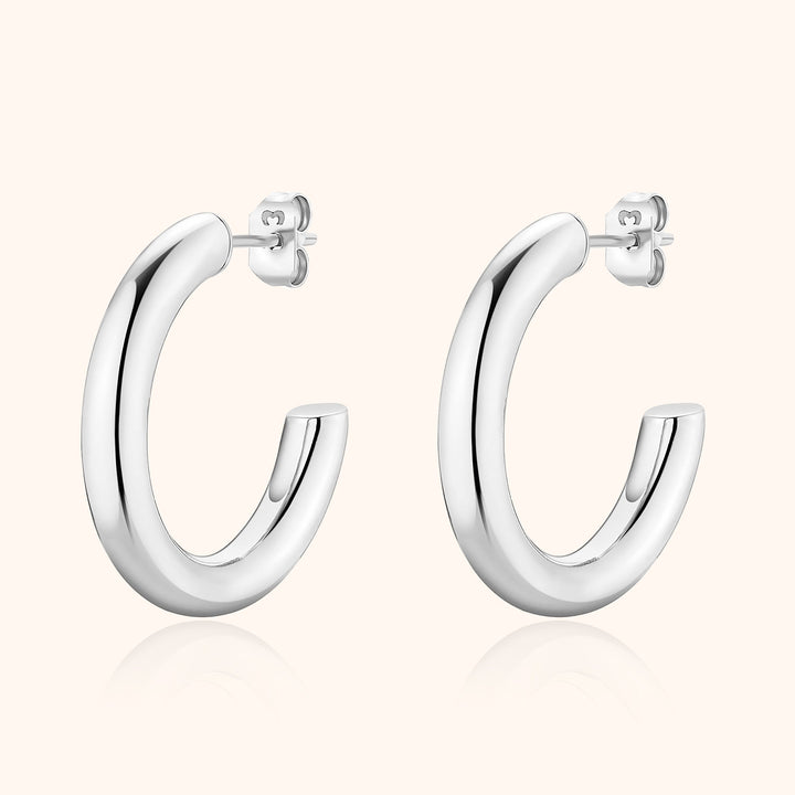 Half-Round Earrings - Elodie-Silver-The Livary