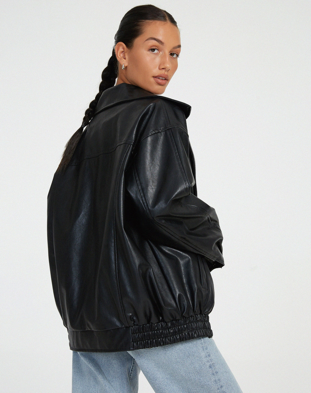Oversized Loose Leather Women's Jacket – Yara-Brown-XS-The Livary