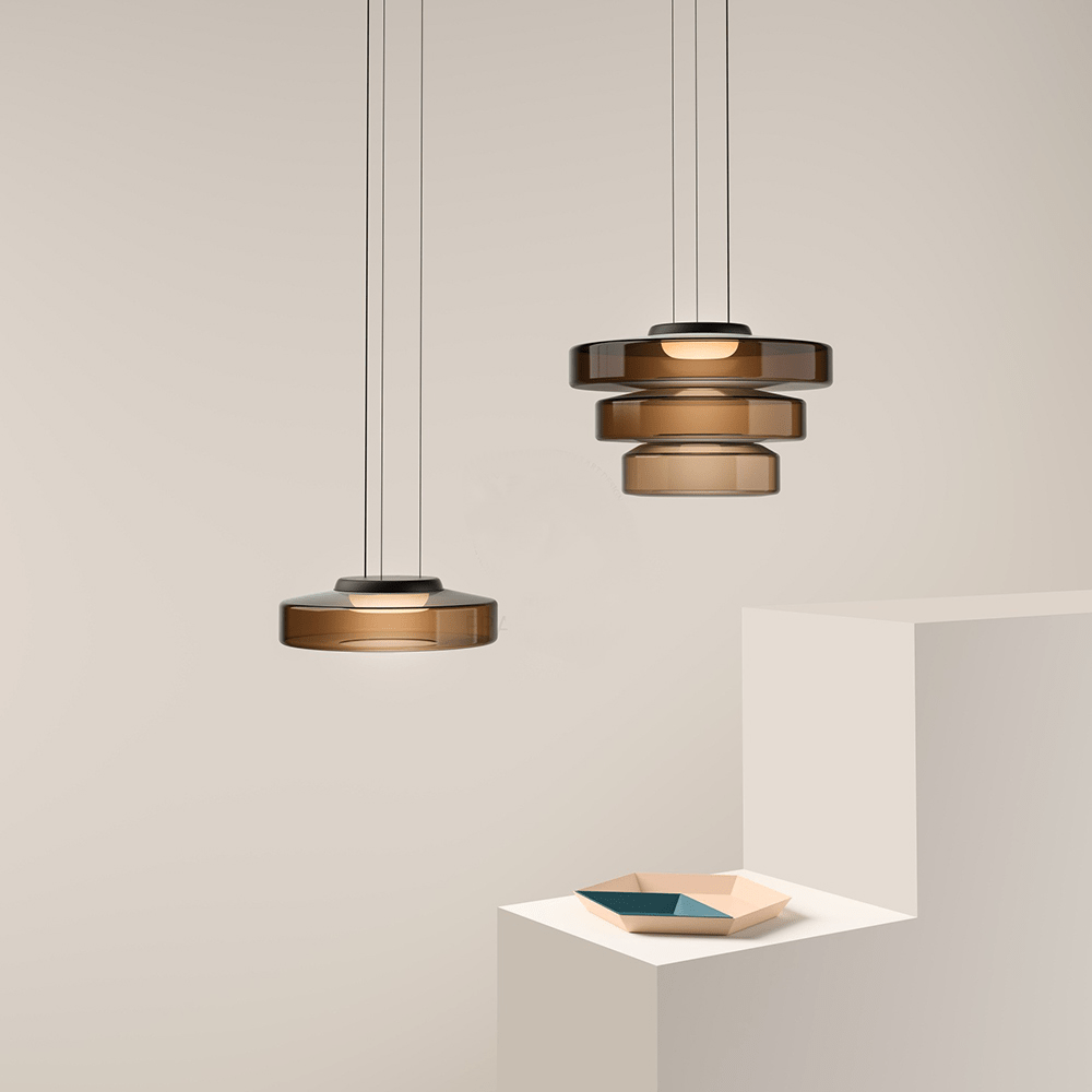 Modern Glass Pendant Light in Bauhaus Style - AuroraSphere-Amber-1 Level-D 9.84 x H 4.33 inches-The Livary
