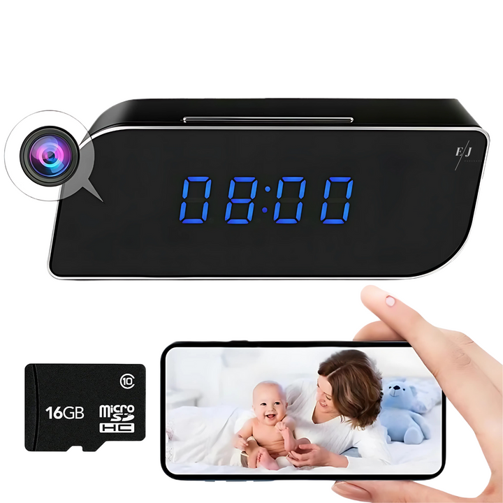 Digital Alarm Clock with Hidden Surveillance Camera – StealthClock Cam-16 GB-The Livary