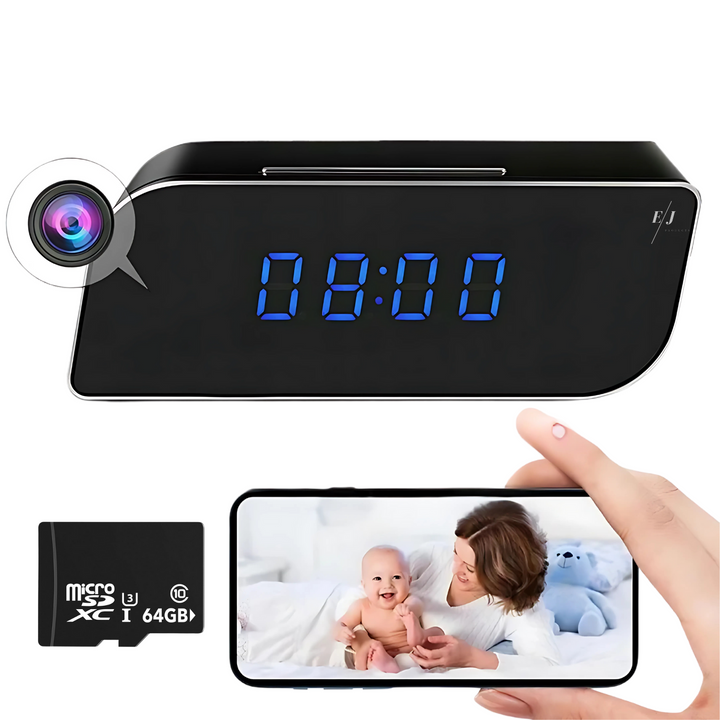 Digital Alarm Clock with Hidden Surveillance Camera – StealthClock Cam-64 GB-The Livary