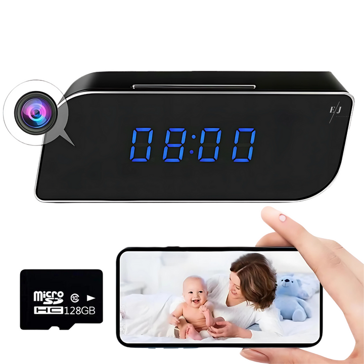 Digital Alarm Clock with Hidden Surveillance Camera – StealthClock Cam-128 GB-The Livary