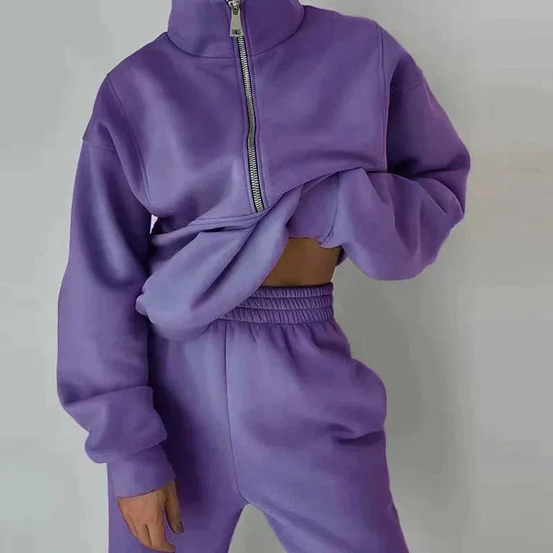 Comfortable Women's Tracksuit - Ava-Purple-S-The Livary