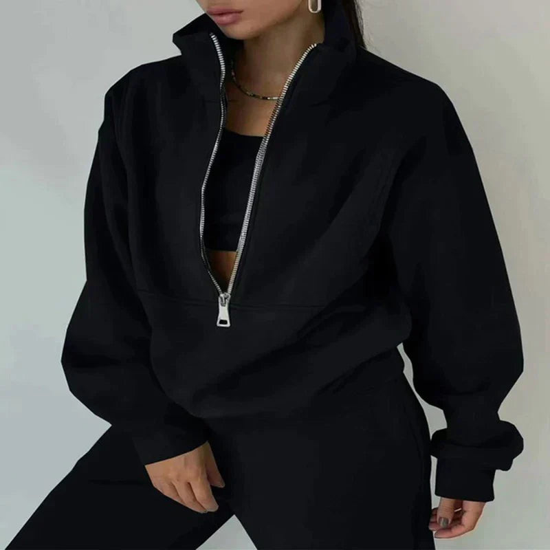 Comfortable Women's Tracksuit - Ava-Black-S-The Livary