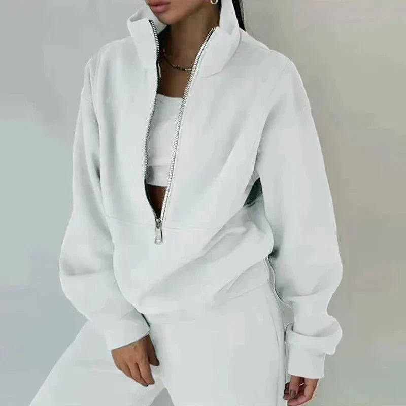 Comfortable Women's Tracksuit - Ava-White-S-The Livary