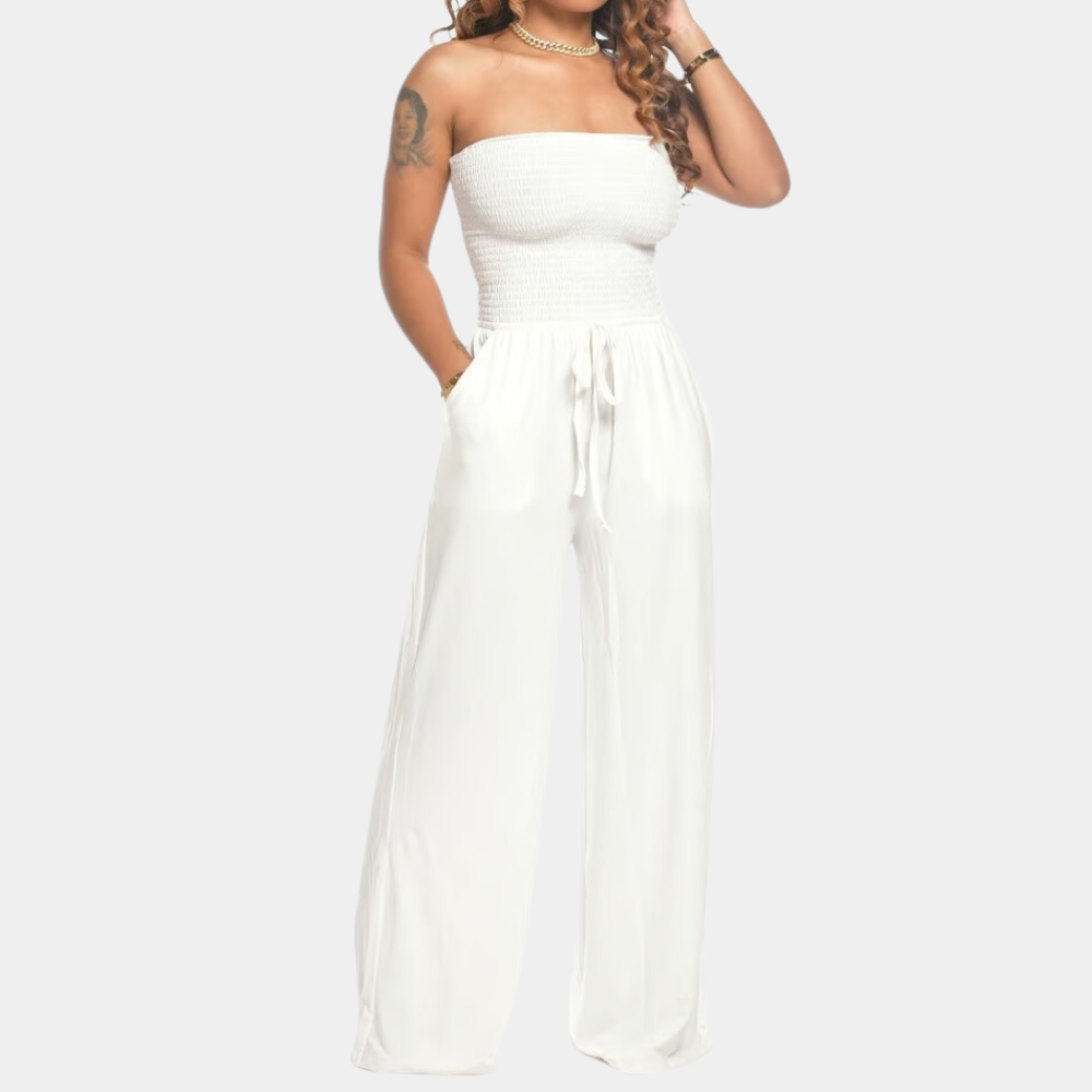 Bandeau Jumpsuit for Women - Livia-White-2XS-The Livary