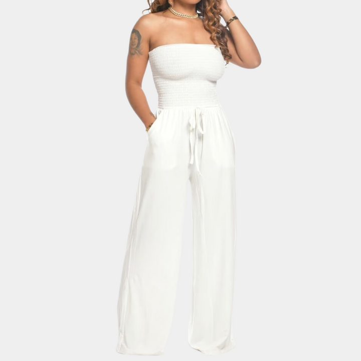 Bandeau Jumpsuit for Women - Livia-White-2XS-The Livary