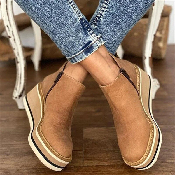 Bella - Casual Ankle Boots for Women-Beige-2.5-The Livary