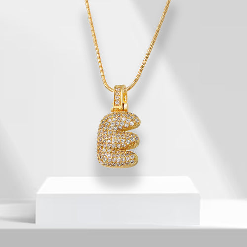 Bubble Letters Necklace with Pendant - LuxeLette-E-The Livary