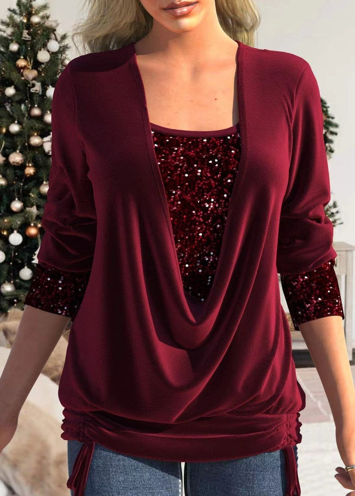 Glamour and Comfortable Sparkle Top - Luna-Red-S-The Livary