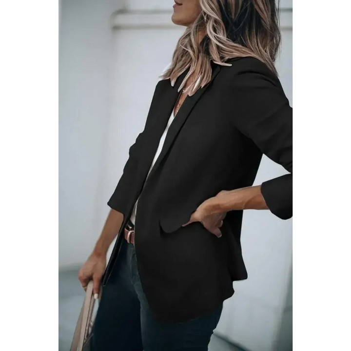 Plain Ladies Blazer with Puff Sleeves - Mia-Black-S-The Livary