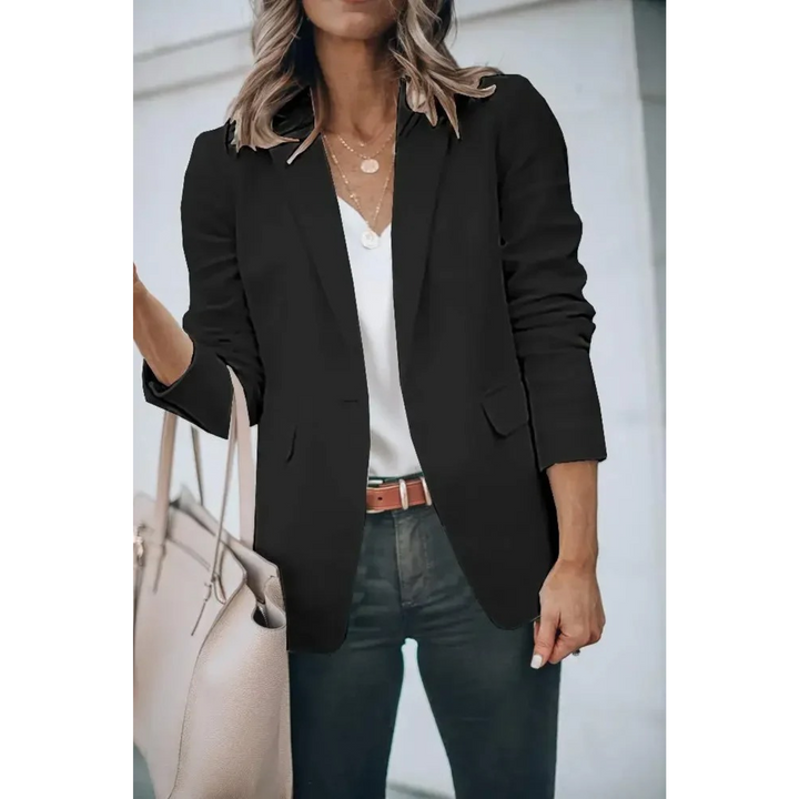 Plain Ladies Blazer with Puff Sleeves - Mia-Black-S-The Livary