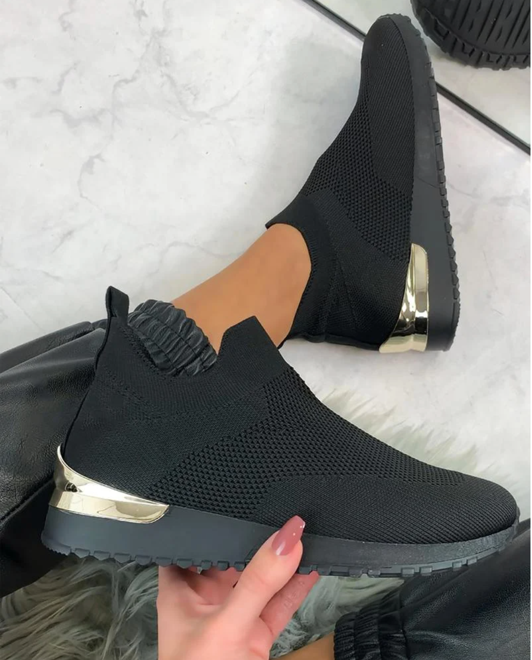 Ladies Slip-On Sneakers - FlexiStep-Black-2.5-The Livary