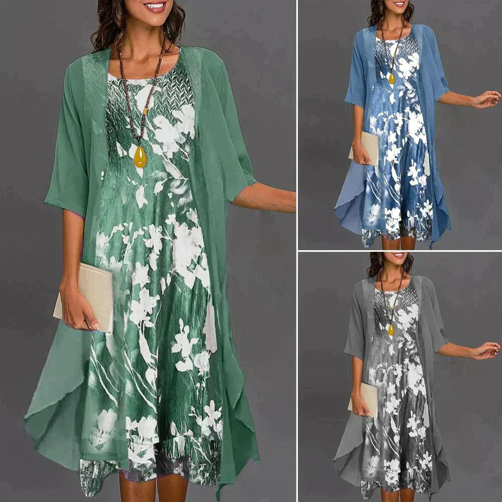 Summer Dress with Elastic Waist - Théa-Blue-S-The Livary