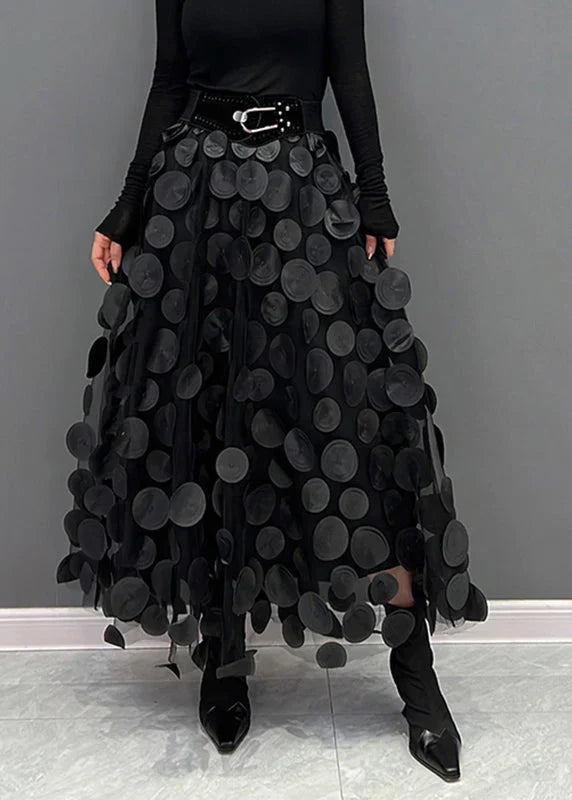 Dress with Polka Dots and Flowing Cut – Fleur-Black-S-The Livary