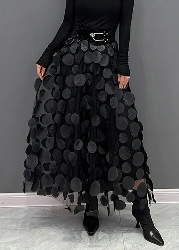 Dress with Polka Dots and Flowing Cut – Fleur-Black-S-The Livary