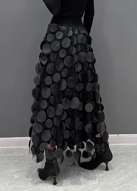 Dress with Polka Dots and Flowing Cut – Fleur-Black-S-The Livary